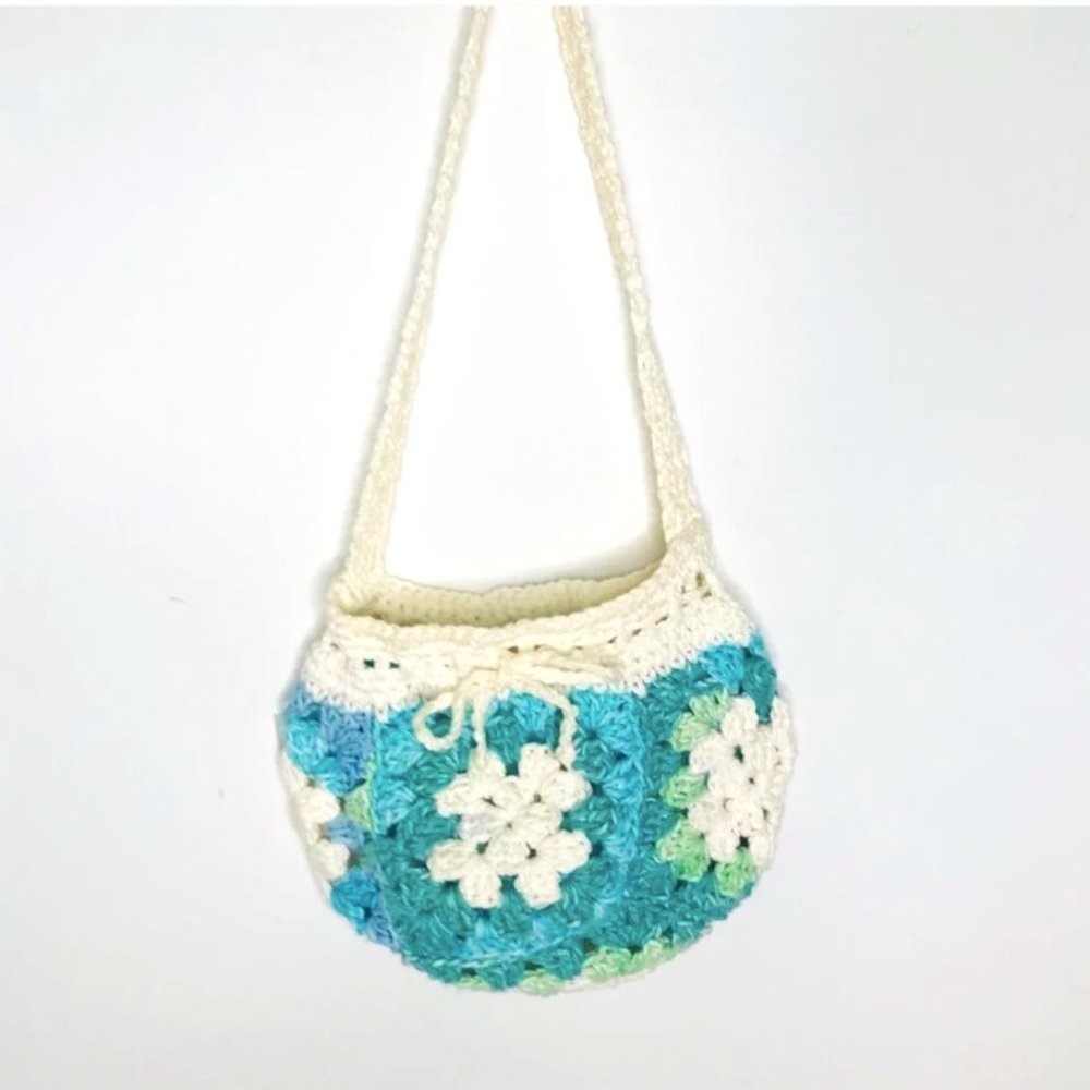 Crochet Vintage handmade purse bag crossbody festival hippie boho current mood